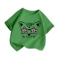 thumbnail image 3 of Toddler Girl Shirts Kid Leisure Graphic Round Neck Short Sleeve Tee Summer Casual Wear Girls' Tops, Tees Green 8 Years-9 Years, 3 of 5