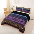 thumbnail image 2 of Homewish Boho Geometric Stripes Full Size Comforter Sets,Vintage Floral Bedding Comforter Set,Yellow,Black Reversible,3-Piece,1 Comforter and 2 Pillowcases, 2 of 7