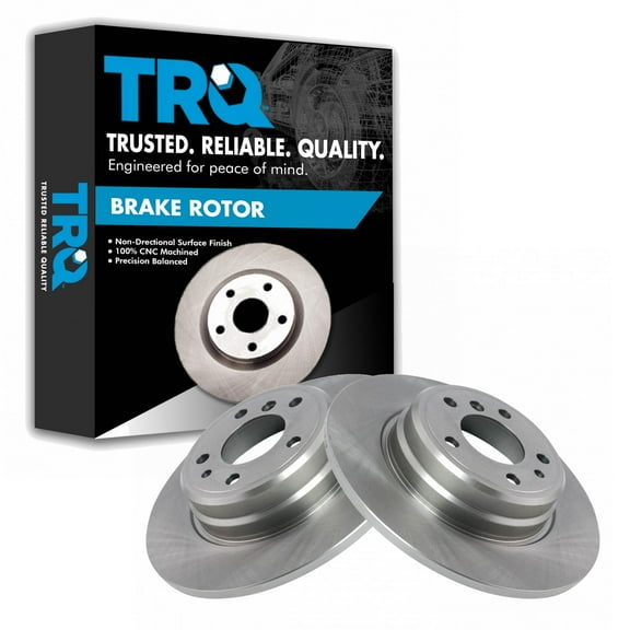TRQ Rear Brake Rotors Set Solid Fits Select 1995-2001 BMW 740i 1994-2001 740iL 1993-1997 850Ci 1994-1995 850CSi 1991-1992 850i