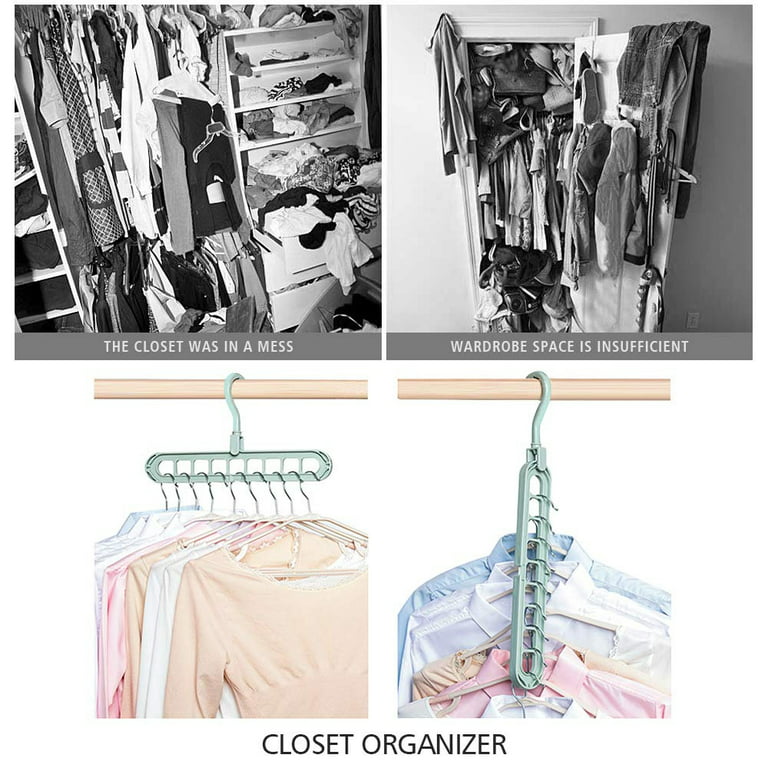 12Pack Space Saving Hanger, Hanger Organizer for Closet 9 Slots Magic Clothes Hangers for Dorm Decor, Multifunctional Sturdy Hangers , Ideal for Heavy