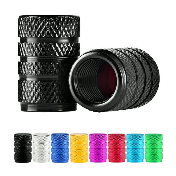 MELIVO 4X Pack Aluminum Valve Stem Caps Tire Covers Rust-Free Metal Screw Lid Car/Truck