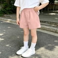 thumbnail image 4 of Babcutegg Girls’ Solid Color Elastic Waist Summer Shorts with Pockets, Casual & Comfortable Pants for Ages 2-15 Pink Size 10, 4 of 5