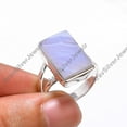 thumbnail image 2 of Natural Blue Lace Agate Stone 925 Sterling Silver Handmade Statement Ring Gift Jewelry, 2 of 5
