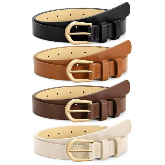 WHIPPY Women's Leather Belts for Jeans Dresses Ladies Skinny Leather Belts