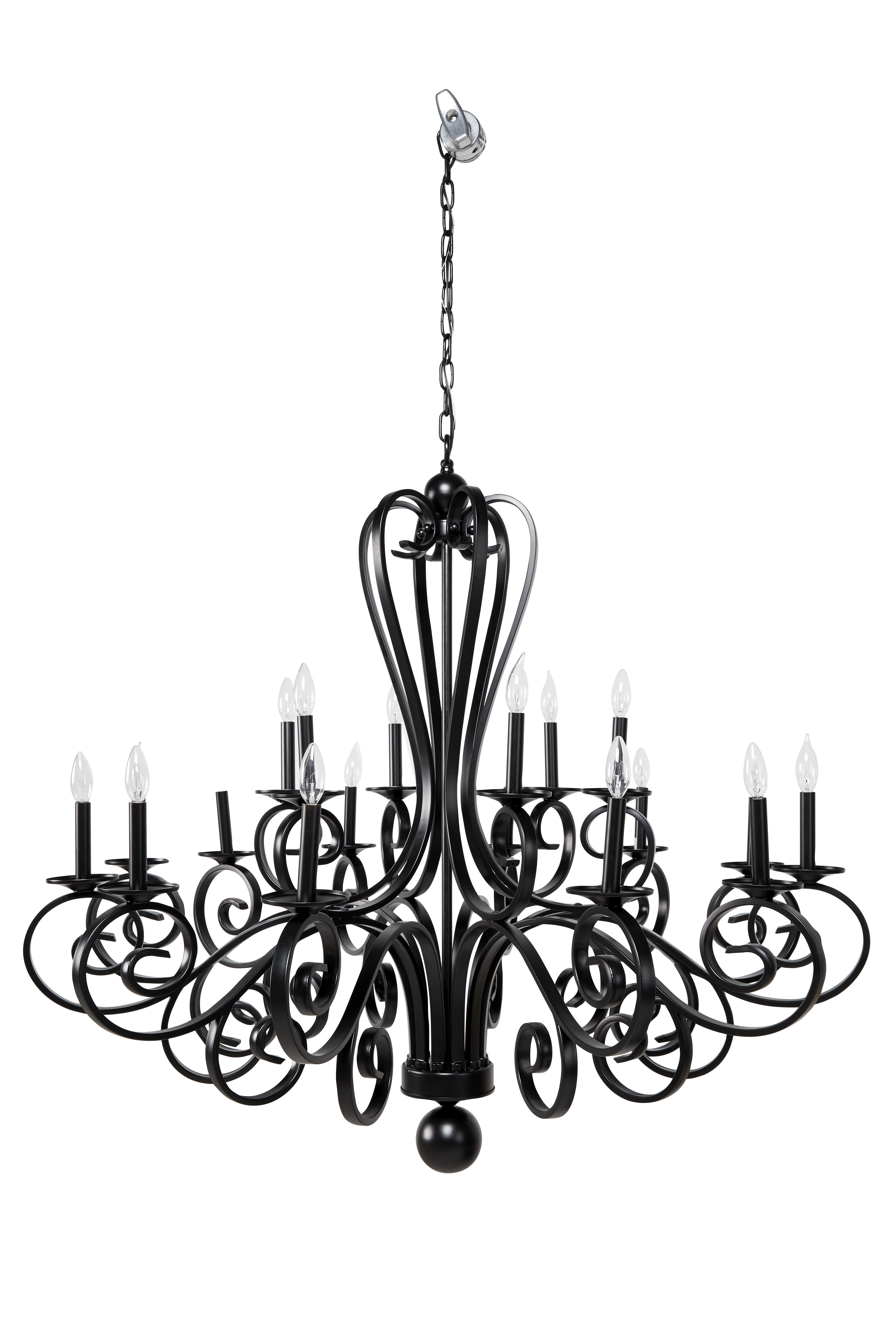DecMode Extra Large Modern Black Metal Chandelier Pendant Light with