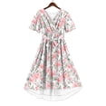 thumbnail image 6 of NTACZA Women'S Dresses Casual Sundress Tropical Hawaiian Midi V-Neck Short Sleeve Faux-Wrap Tie Waist Beach Size L, 6 of 7