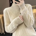 thumbnail image 4 of Suéter de otoño-invierno para mujer, jersey grueso de lana merino 100%, cuello alto, informal, de cachemira, moda coreana, novedad de 2024, 4 of 5