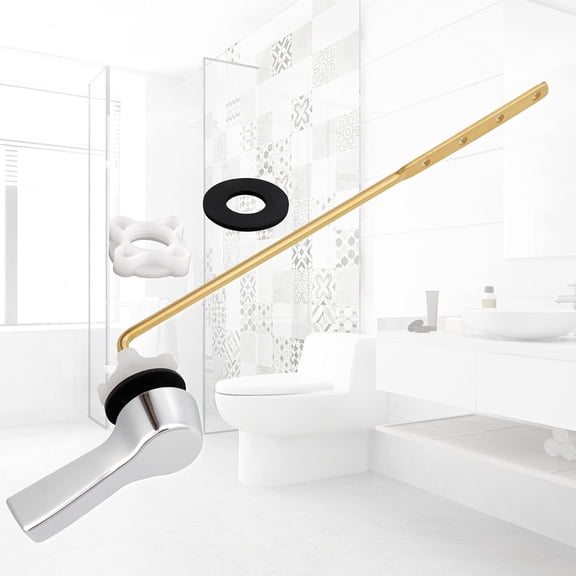 Universal Metal Front Mount Toilet Handle Replacement Kit, Brass Toilet Flush Tank Lever with Stainless Steel Flapper Chains for Most Toilets, Chrome