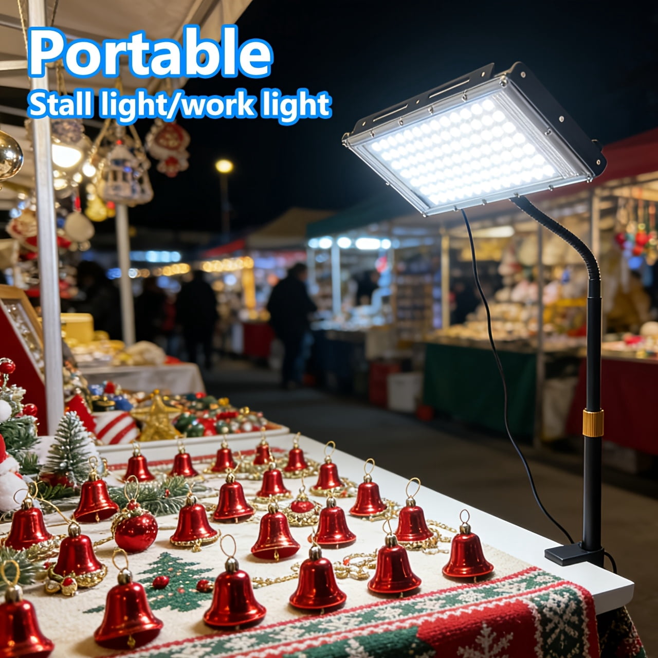 Clamp-Style USB LED Workbench Lamp, 144/96 White Light Beads, 6000K Daylight White, Adjustable Height & Angle, USB Plug with Switch, 59.06inch Power Cord, Plug-and-Play for Office Workshop Lighting