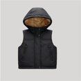 thumbnail image 2 of Toddler Kids Hooded Puffer Vest, Boys Girls Fleece Lined Sleeveless Jacket, Warm Zip Up Padded Waistcoat with Pockets for Fall Winter Outerwear(Black,2-3 Years), 2 of 9