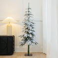 thumbnail image 3 of Barton Flocked Pencil Christmas Tree 4.6 ft, Slim Artificial Holiday Tree with Pot Base, Unlit Skinny Design, 3 of 6