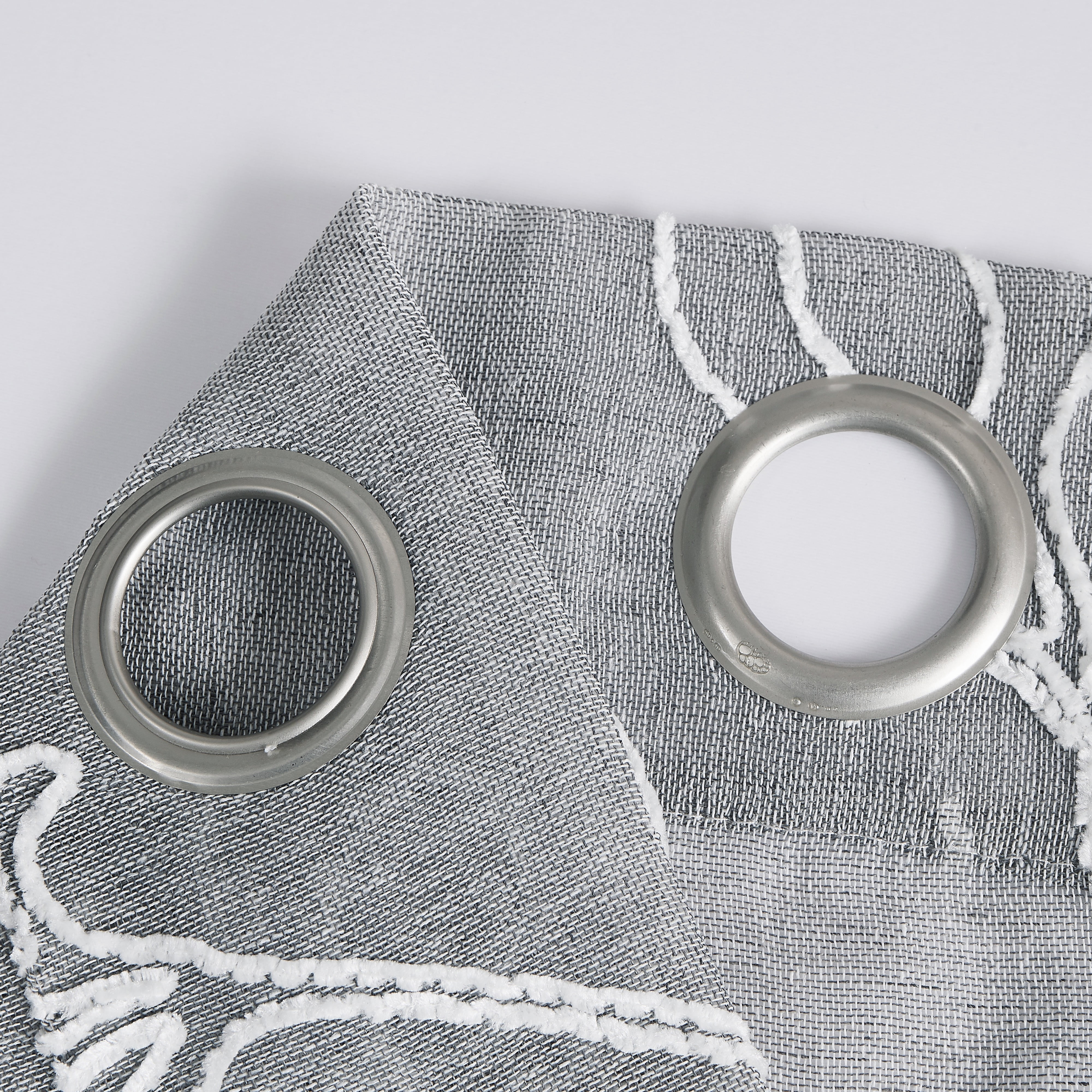 Dainty Home Stella 3D Floral Chenille Embroidered Solid Sheer 76" x 84" Window Curtain Panel Pair in Grey