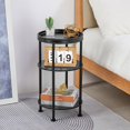 thumbnail image 5 of Side Table, Small Round Side Table for Small Spaces, 3-Tier Round Accent Table Slim Side Table, Modern Small End Table Corner Table Sofa Side Table for Living Room Small Nightstand Bedroom (Black), 5 of 16