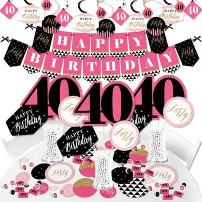 Chic 40th Birthday Pink Black And Gold Birthday Party