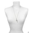 thumbnail image 3 of Delight Jewelry Silvertone Translucent Pink Flying Butterfly Everlasting Love Engraved Cross Zoey Necklace, 28", 3 of 4