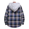 thumbnail image 4 of Donemore Men's Checkered Print Hooded Casual Jacket - Relaxed Fit Long Sleeve Button Front Drawstring Design Fashionable Outerwear, 4 of 4