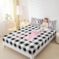 thumbnail image 3 of Manfei Monogrammed A Design Bed Sheets,Geometric Grid Print Full Size Sheets,4-Piece,1 Flat Sheet,1 Fitted Sheet and 2 Pillowcases, 3 of 6