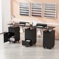 thumbnail image 3 of Ktaxon Double Nail Desk with Electric Dust Collectors, 5 Drawers, 2 Cabinets, Black, 3 of 8