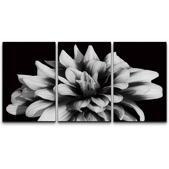 wall26 Canvas Print Wall Art Set Black & White Chrysanthemum Flower Floral Botanical Photography Realism Rustic Scenic Dramatic Grayscale Dark for Living Room, Bedroom, Office - 16"x24"