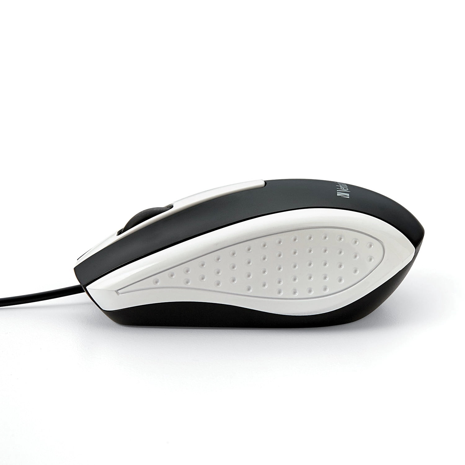 Verbatim Corded Optical Computer Mouse, Ergonomic, 3 Buttons, USB (White)
