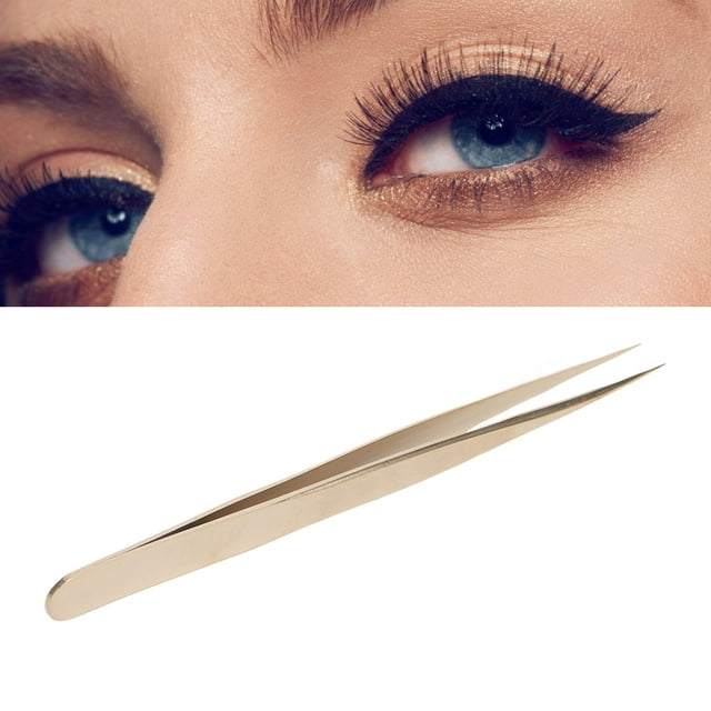 Eyelash Extension Tweezer, Stainless Steel Strong Hardness Professional Accurate Tip Lightweight Make Up Lash Golden for Eyelash Extension Professional Eyelash Artist