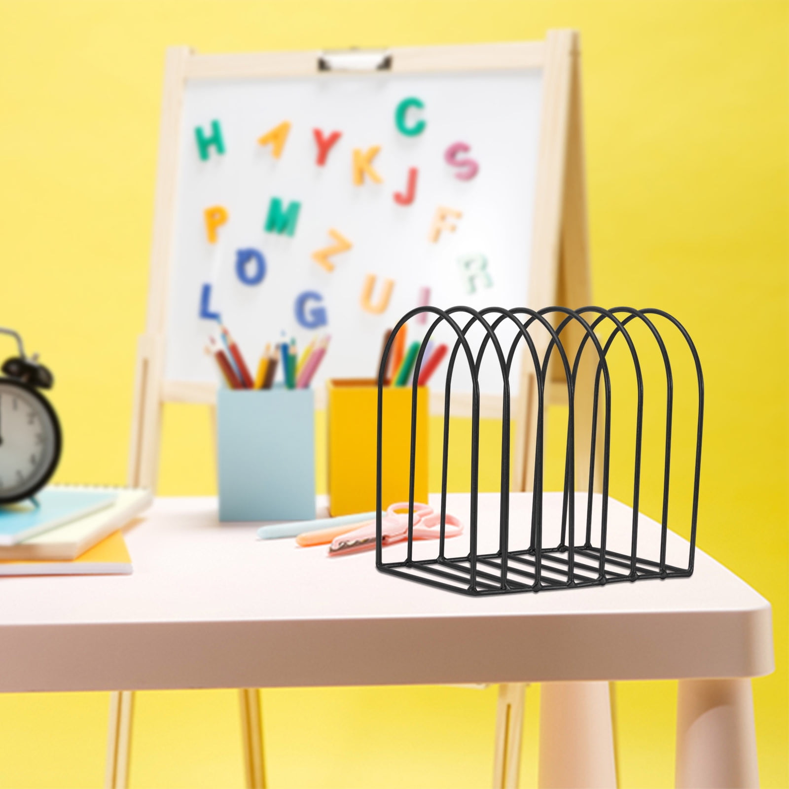 SPOORYYO Files Folder Stand Desktop File Organizer,Half Circle File Storage Stand Desktop Magazine Organizer Newspaper Folder Desk Desk Bookshelf Home Décor