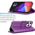 thumbnail image 6 of Entronix Wallet Case Compatible with iPhone 15 Pro, Foldable Book Style with Lanyard, Purple, 6 of 6