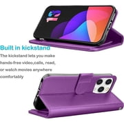 Wallet Phone Case for iPhone 15 Pro Max, Shockproof Kickstand Flip Case for Apple iPhone 15 Pro Max (2023 Release) with Credit Card Holder for Men/Girls Women,Purple