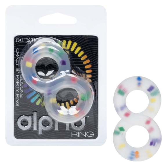 CalExotics Alpha Liquid Silicone Crazy 8 Party Penis Ring, Multicolor