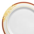 thumbnail image 2 of Smarty 7.5" White Burgundy Gold Harmony Rim Plastic Salad Plates 120ct, 2 of 6