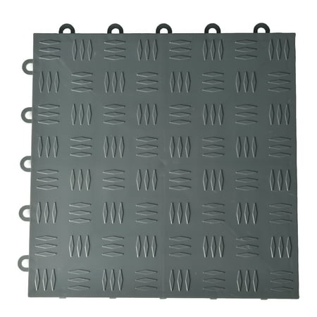 Greatmats Garage Floor Tile Modular Diamond Top Snap Together Tile Dark Gray 25 Pack