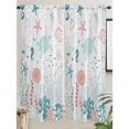 thumbnail image 2 of Living Room Curtains 72 Inches length, Coastal Turtle Window Treatment Curtain Drapes, Teal Green Ocean Coral Starfish Jellyfish Light Filtering Drapes for Bedroom Laundry Room, 52"x72", 2 Panels, 2 of 7