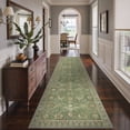 thumbnail image 2 of DEORAB 2.5x10 Runner Rugs Persian Olive Green Low Pile Lightweight Machine Washable Non Slip Rug for Hallway, Kitchen, Laundry Room, Bedroom, Bathroom, Entryway, 2 of 8
