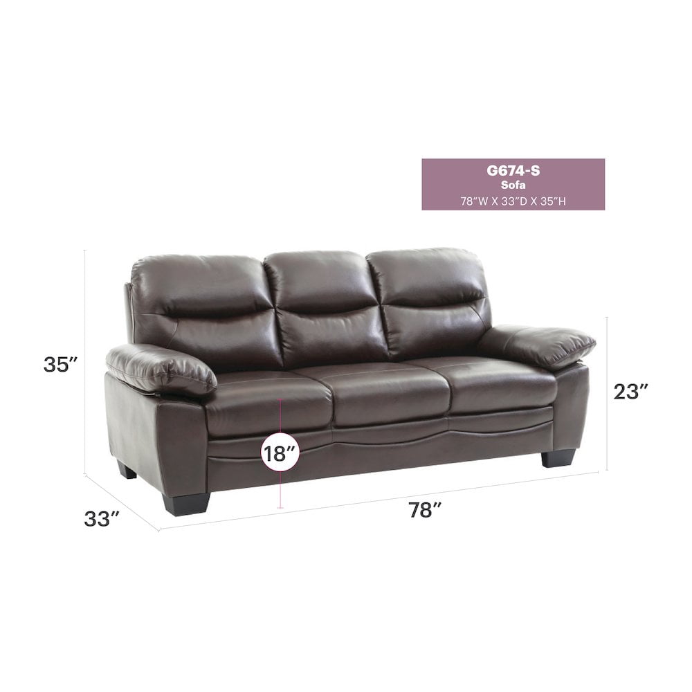 Glory Furniture Marta Sofa in Dark Brown Color