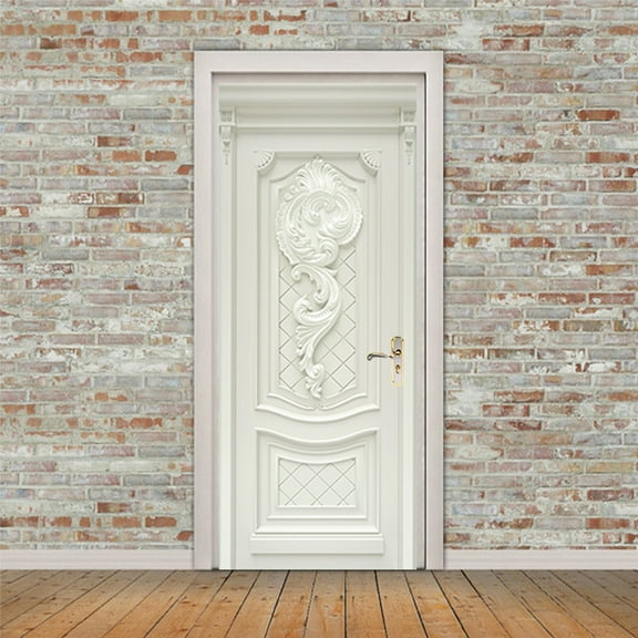 3D Door Stickers for Interior Doors Solid White Door Vinyl Waterproof Self Adhesive Door Mural Decals for Bedroom Office Bathroom