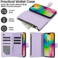 thumbnail image 3 of Decase for iPhone 13 Wallet Phone Case with Crossbody Lanyard Strap & Wrist Strip,Shockproof Stylish Zipper Pockets Case with Card Slots+Cash Slots,PU Leather Flip Folio Book Design,Purple, 3 of 12