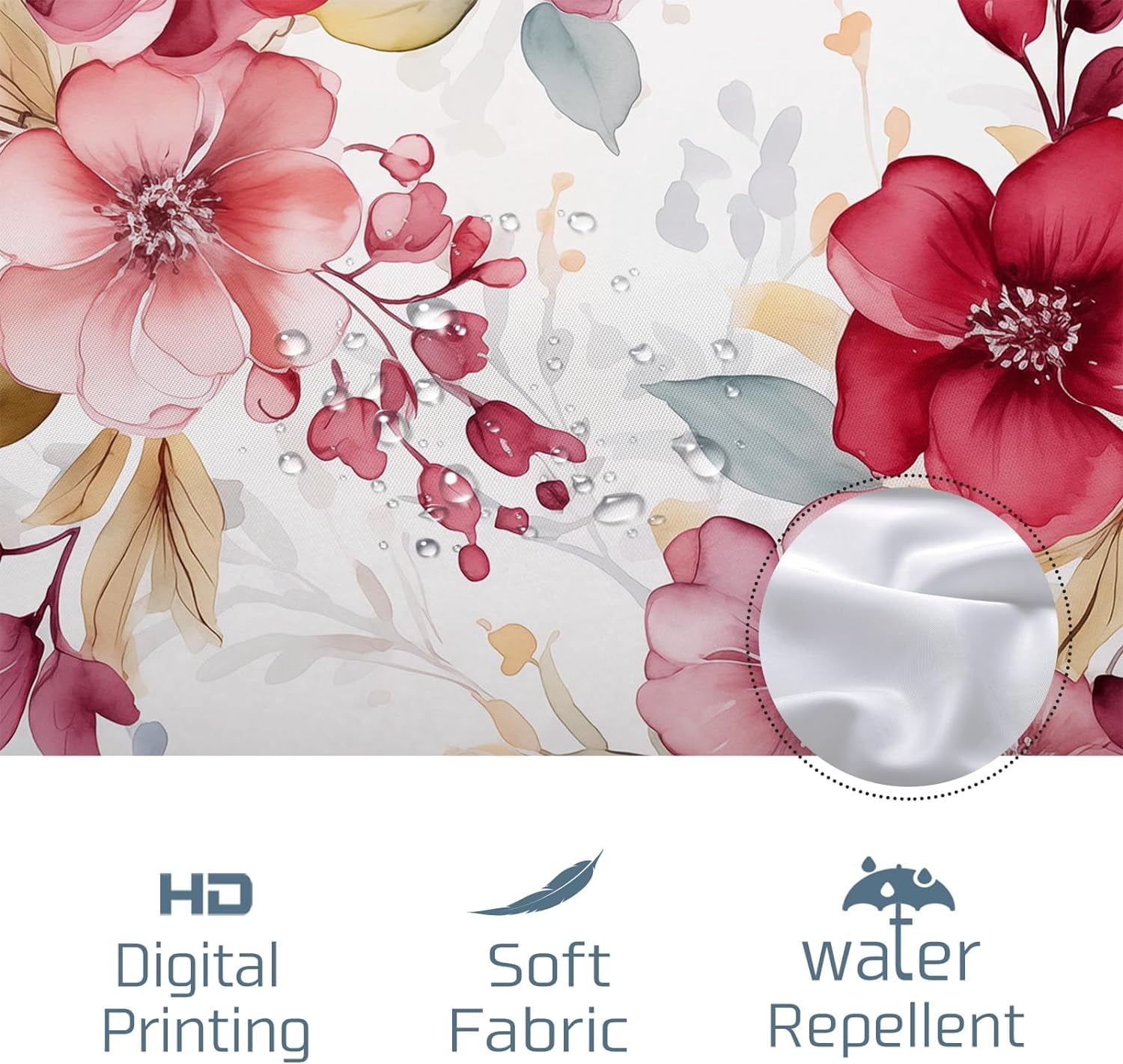 Pink Floral Shower Curtain Spring Watercolor Flower Shower Curtain Plant Bathroom Decor Polyester Fabric-72" x 78"