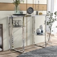 thumbnail image 5 of Furniture of America Jolle 2-Shelf Water Ripples Pattern Glass Top and Chrome Sofa Table, 5 of 7