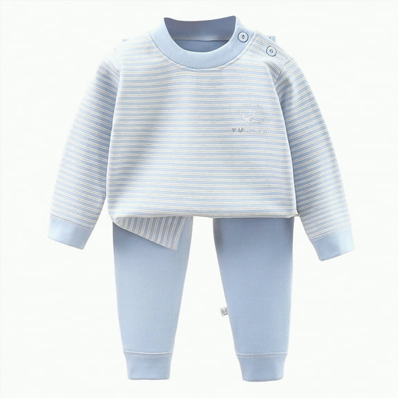 HCNTES Toddler Boy Clothes 2T 3T 4T 5T Fall Outfits Baby Pullover & Pants Sets Kids Winter 2Pcs Sweatsuit(6-12 Months,Light Blue&2)