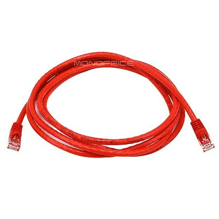 7ft 24AWG Cat6 500MHz Crossover Bare Copper Ethernet Network Cable - Red (2379)