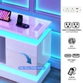 thumbnail image 3 of Blotout 81" TV Stand with LED Lights & Power Outlet for 90/85/80 Inch TV, Modern Gaming Entertainment Center with High Gloss Cabinet, Media TV Console for Living Room, White, 3 of 10