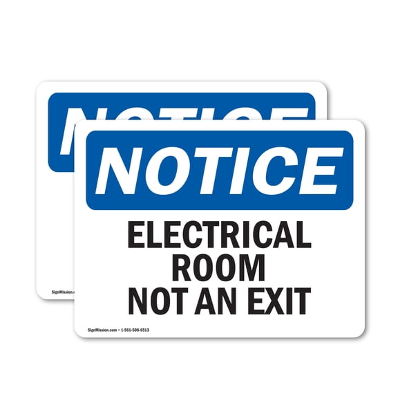 (2 Pack) Electrical Room Not An Exit OSHA Notice Sign 24 Inch X 18 Inch Indoor / Outdoor Rust-Free Aluminum Metal Signs for Workplace, Workshop, and Construction Site, Made in the USA