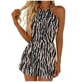 thumbnail image 2 of Women's Boho Floral Print Halter Romper Sleeveless Criss Cross Front Short Jumpsuit, 2 of 5