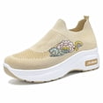 thumbnail image 3 of ibiyuan Orthopedic Dress Sneakers Women Knit Upper Embroidery Walking Shoes with Wide Width Arch Support Non- Sole Womens Platform Sneakers Casual Hands-Free Mary Jane Shoes Women Sports Shoes, 3 of 7