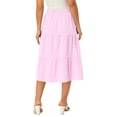 thumbnail image 3 of INSPIRE CHIC Women's Gingham Skirt Summer Casual Drawstring Waist Tiered Plaid A-Line Midi Skirts Light Pink M, 3 of 6