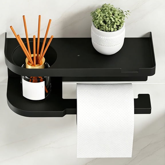 Toilet Paper Holder, Wall Mounted Tissue Holder, Bathroom Organizer Shelf, Toilet Paper Stand, Multifunction Tissue Rack, Bathroom Storage Shelf, Toilet Roll Holder