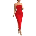 thumbnail image 2 of Bnwani Summer Dresses,Womens Dresses,Solid,Side Split,V-Neck,Sleeveless,Red,XL, 2 of 7