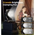 thumbnail image 4 of Ventilador de camping DOWILLDO de 2000 mAh con linterna LED, batería de 16 a 72 horas, 4 of 9