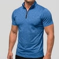 thumbnail image 2 of vdgthytj Workout Shirts for Men Short Sleeve Quarter Zip Neck Lightweight Breathable Solid Gym Athletic Pullover, 2 of 7
