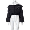 thumbnail image 1 of Chaqueta informal de algodón con cuello alto pequeño y bordado de color sólido a la moda para mujer, 1 of 6